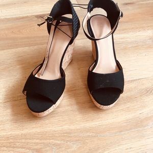 Brand new black and cork espadrilles wedges